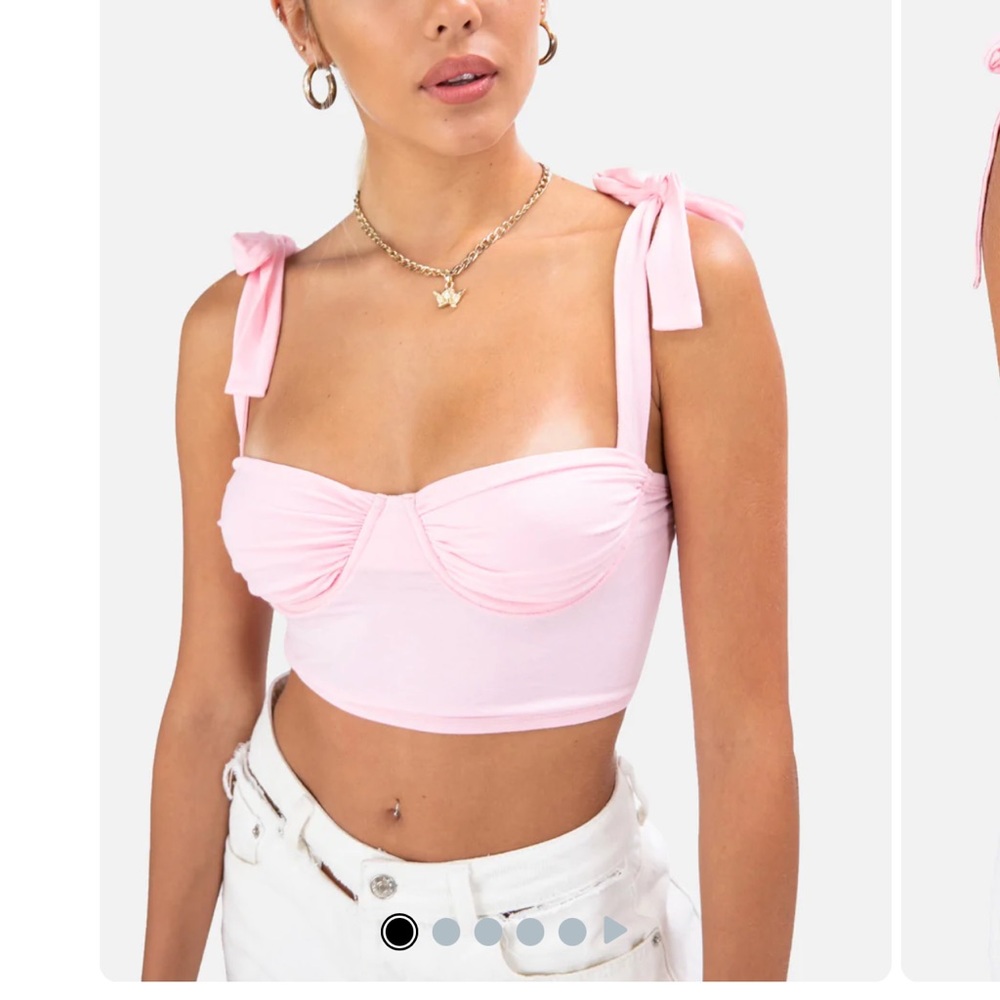 Pink Adika crop top tie shoulders